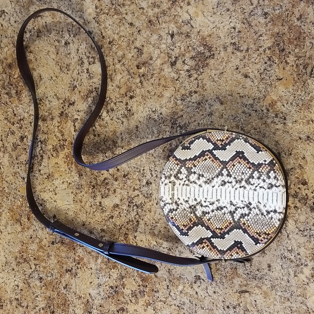 NINE WEST Snake Print Circle Bag